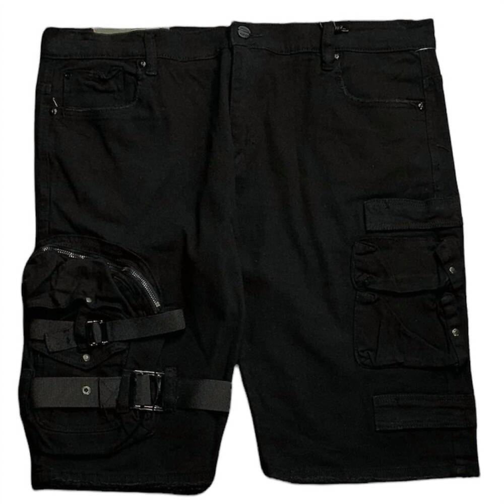 NEW INDUSTRIAL INDIGO men's cargo denim short in black